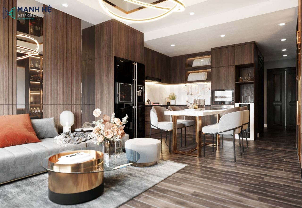 Xu hướng thiết kế phòng khách nối liền phòng bếp được ưa chuộng nhất ở các căn hộ